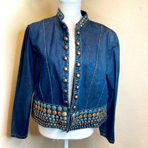 Gordon James Brass Discs & Sequin Embellished Denim Jacket